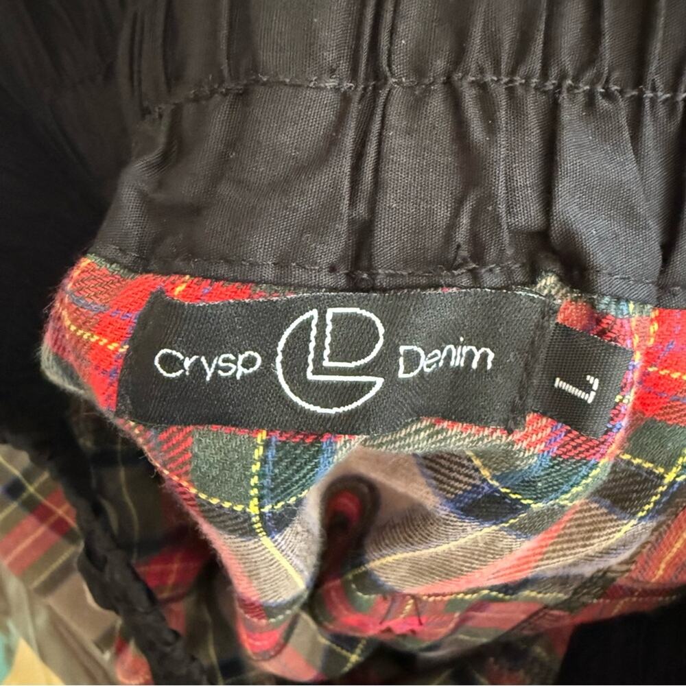 Crysp Denim Plaid Drawstring Basketball Shorts with Zipper Pockets Size Large - Picture 5 of 5